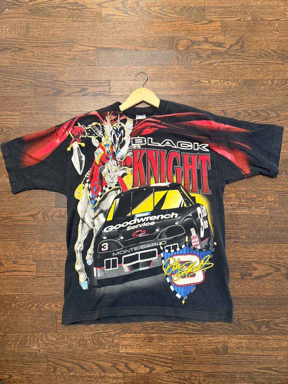 Vintage 90s Dale Earnhardt Black Knight NASCAR T-Shirt Size L